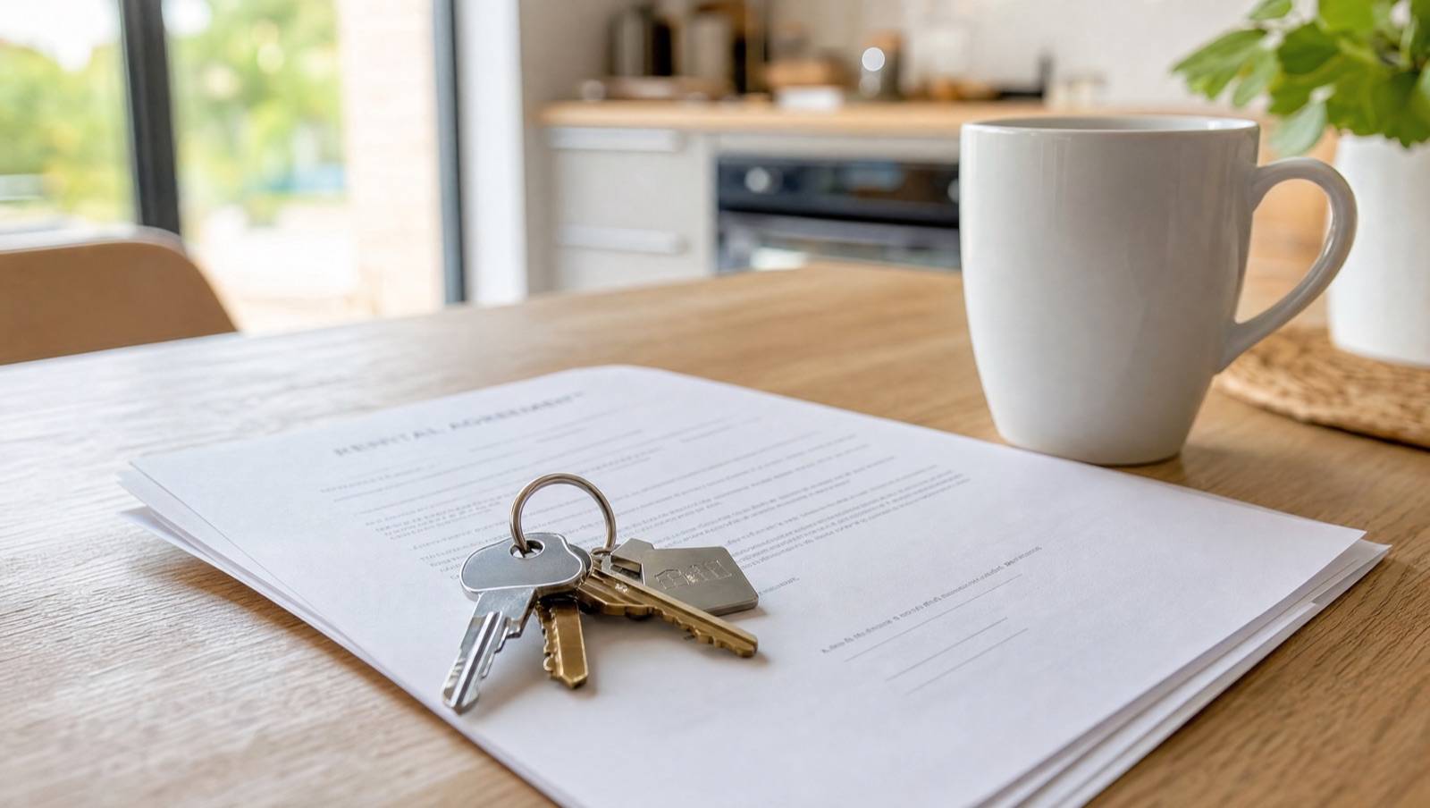 House keys resting on a rental agreement