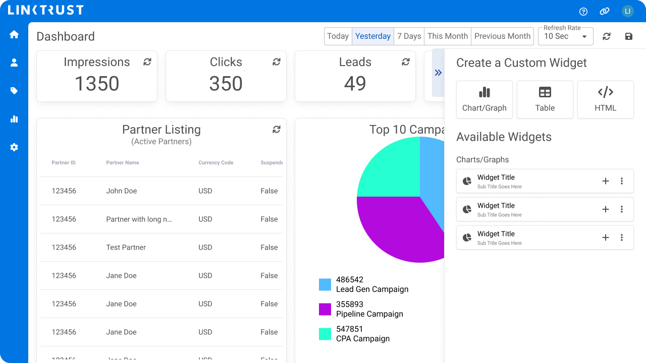 An image of LinkTrust 8's dashboard showing the edit panel.