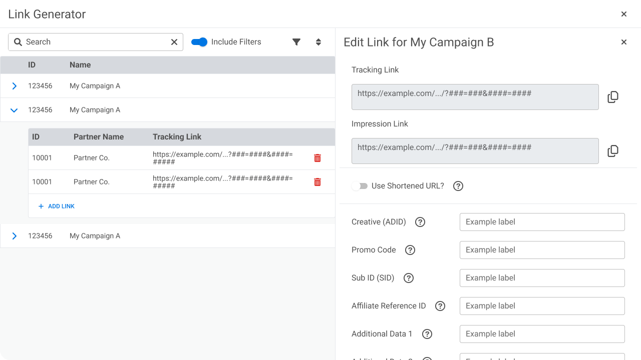 An image of LinkTrust 8's Link Generator.