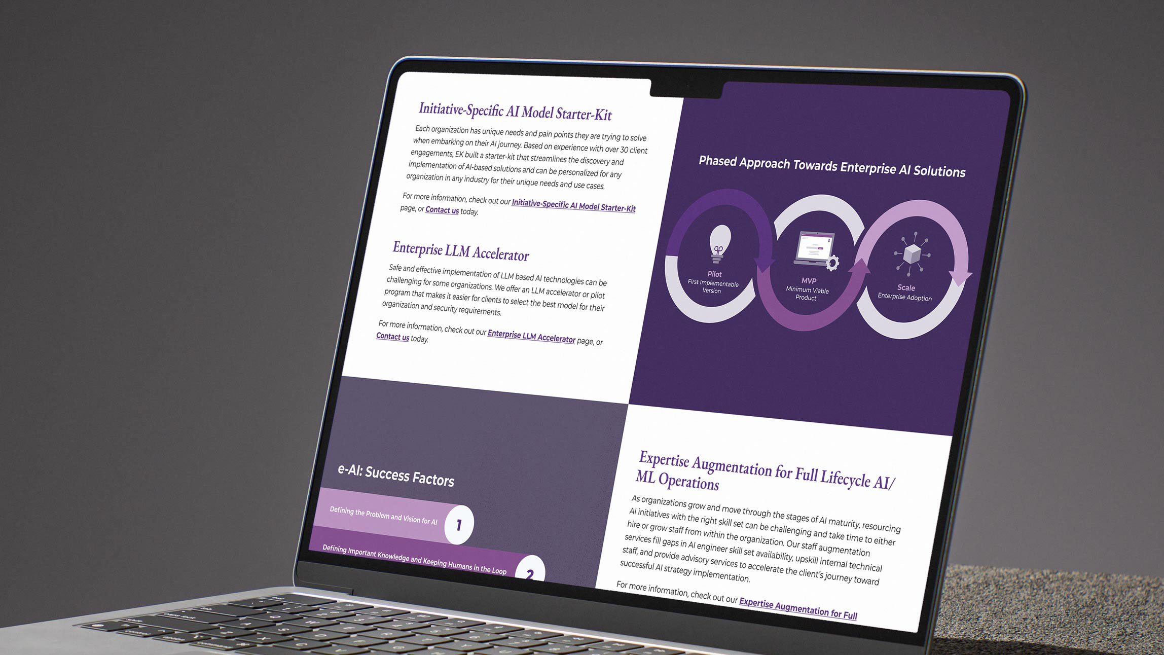 Phone lying on table with the landing page design