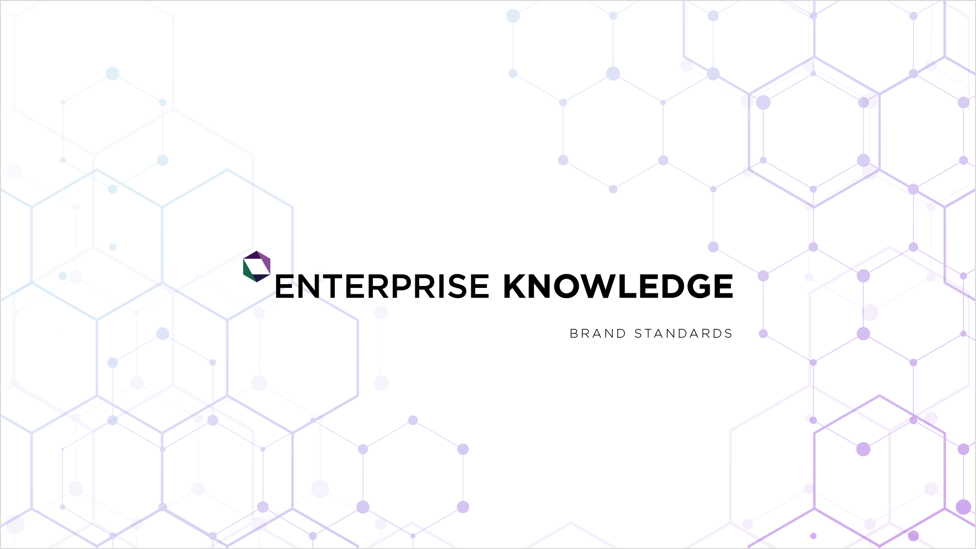 Enterprise Knowledge brand standards title with hexagonal geometric pattern background.