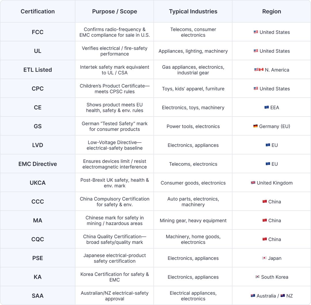 Regional Certifications