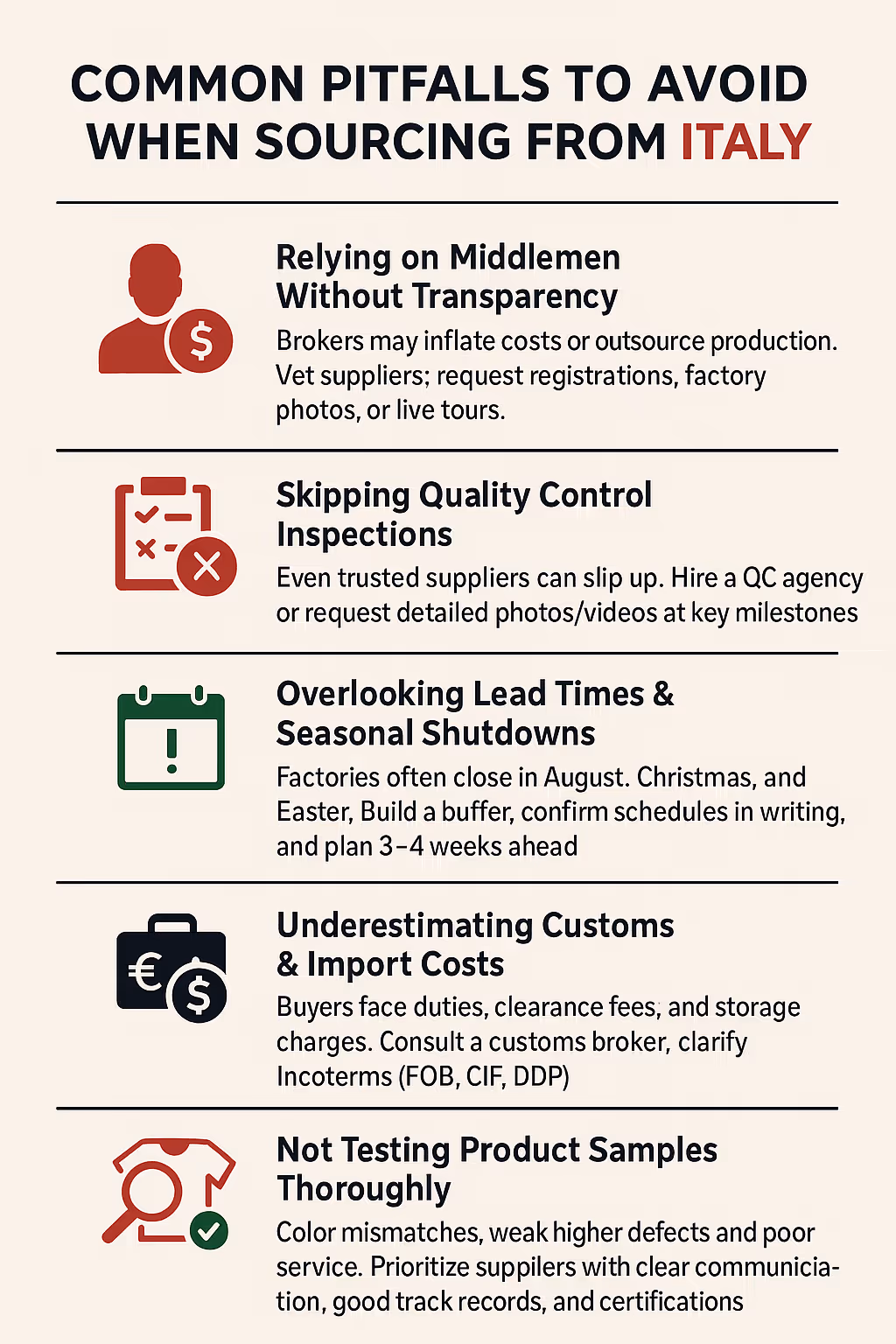 Common Pitfalls to Avoid When Sourcing from Italy