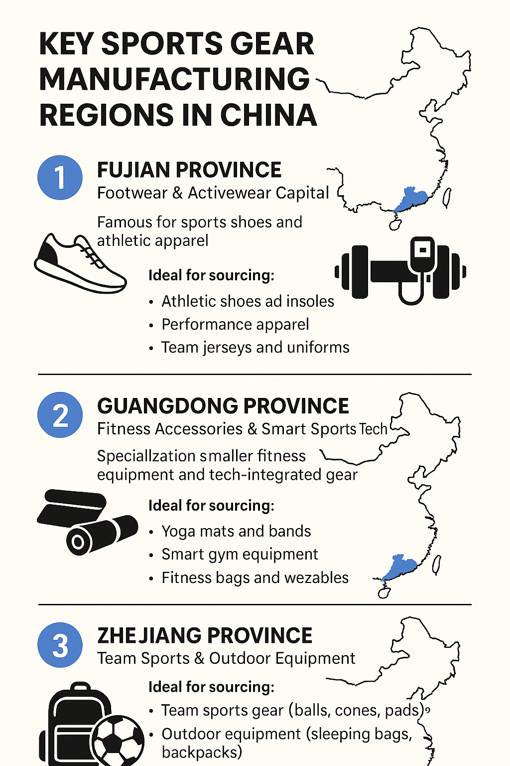 Key Sports Gear Manufacturing Regions in China
