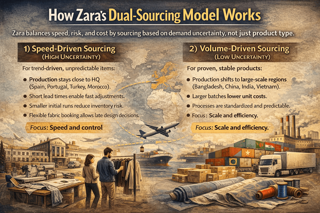 How Zara’s dual-sourcing model works