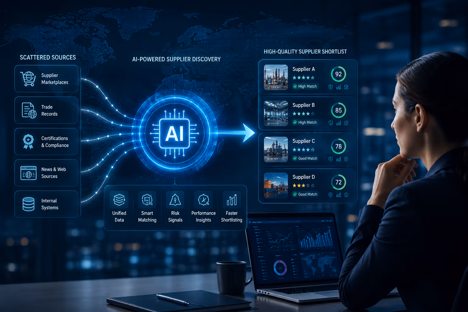 What problems does AI actually solve in supplier discovery?