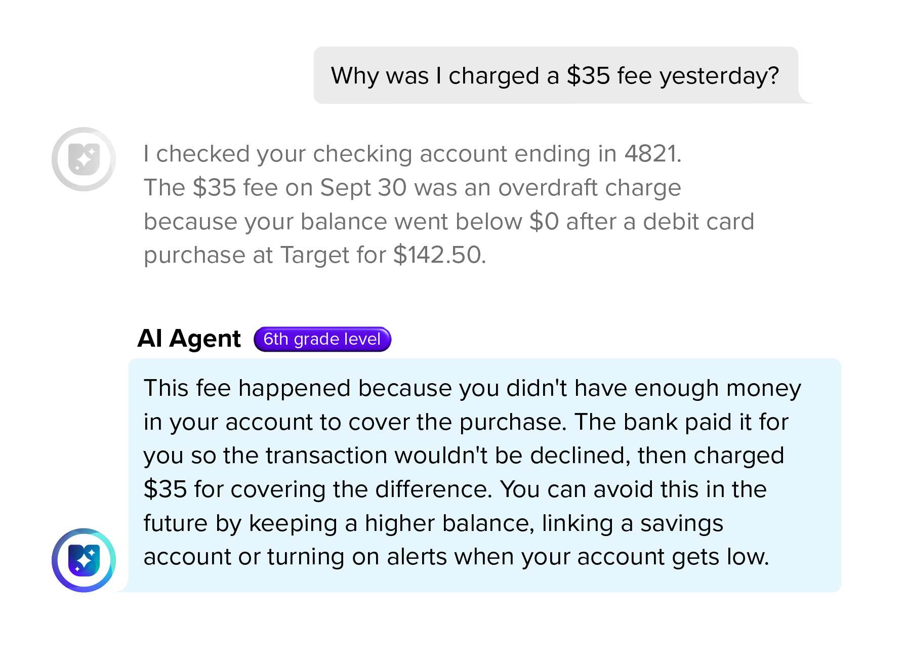 AI agent chat screen