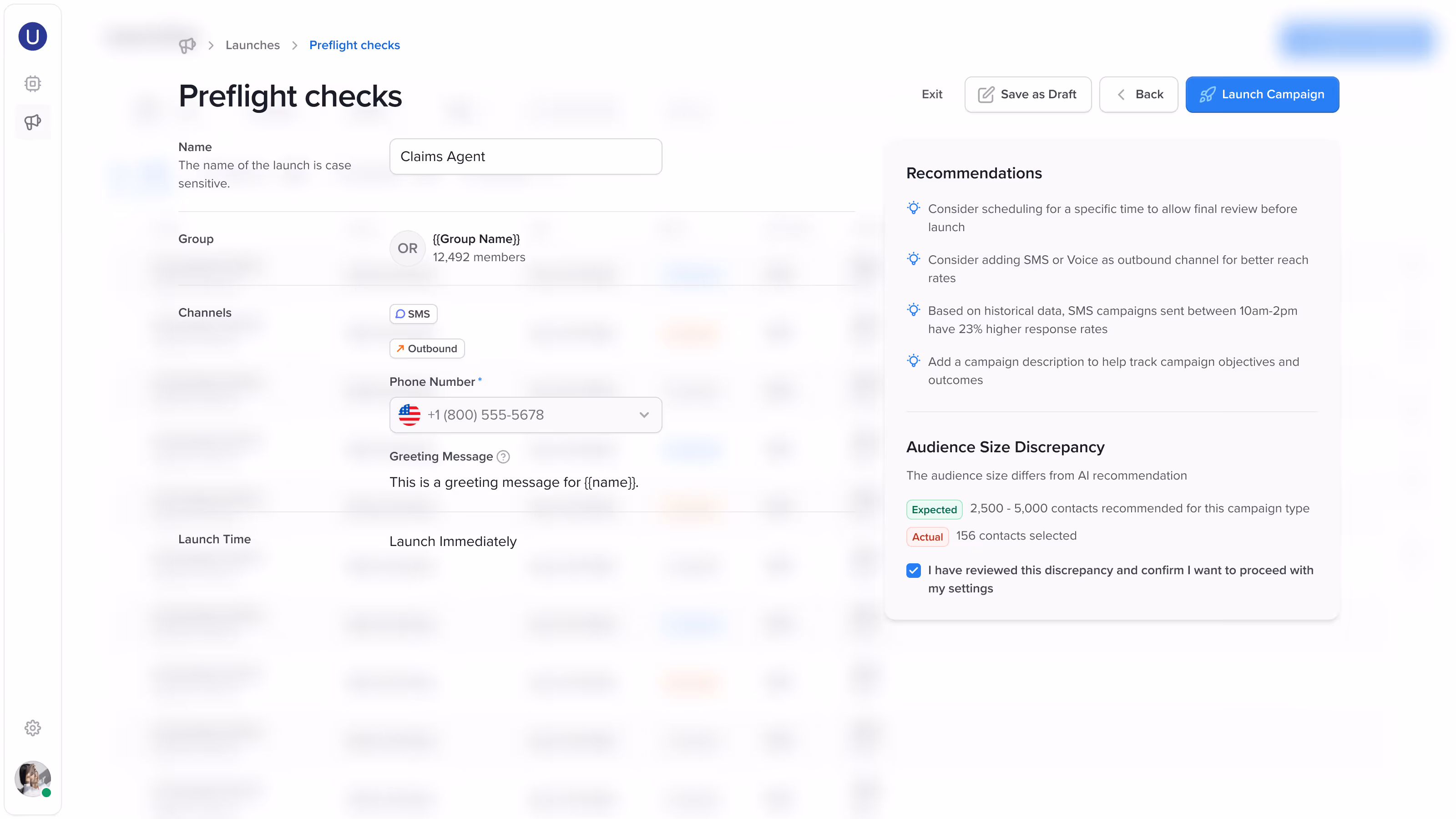 Ushur Dashboard screen