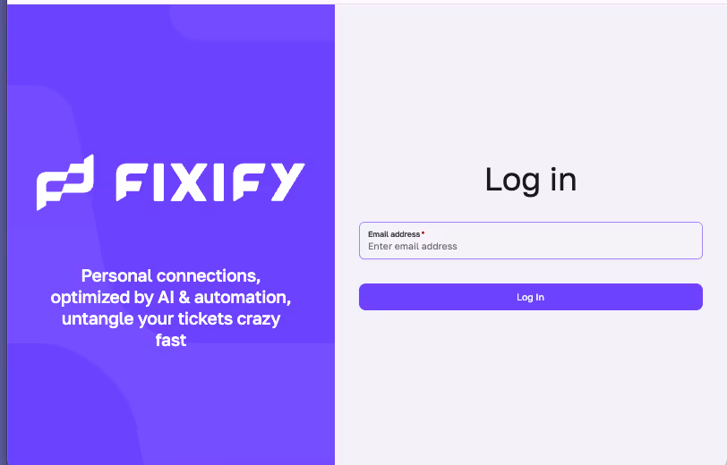 Fixify Login Screen