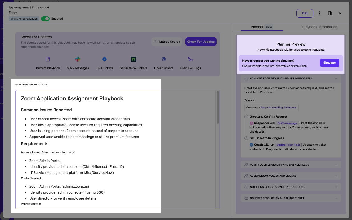 Fixify's automation simulator helps you see how your changes will affect Fixify's automation