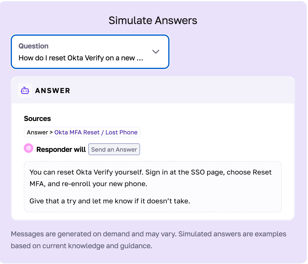 Simulate answers in Fixify