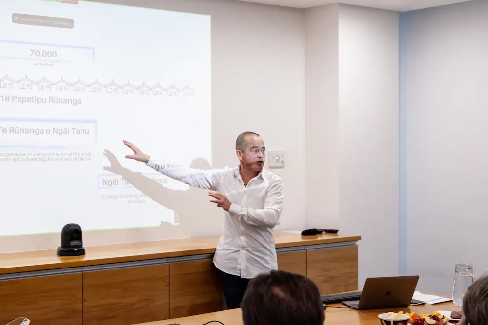 Photograph of Rocky Roberts facilitating a cultural intelligence workshop at Anderson Lloyd