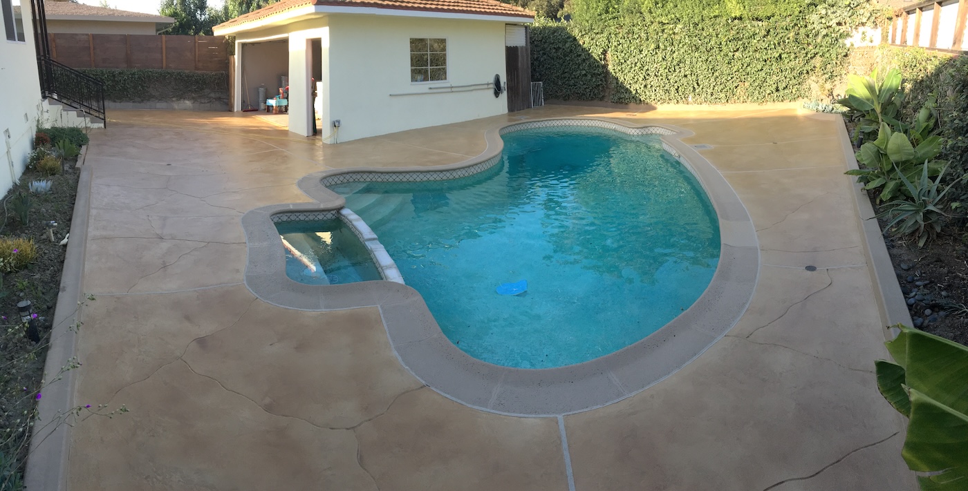 Ventura County pool deck and concrete overlay and stain