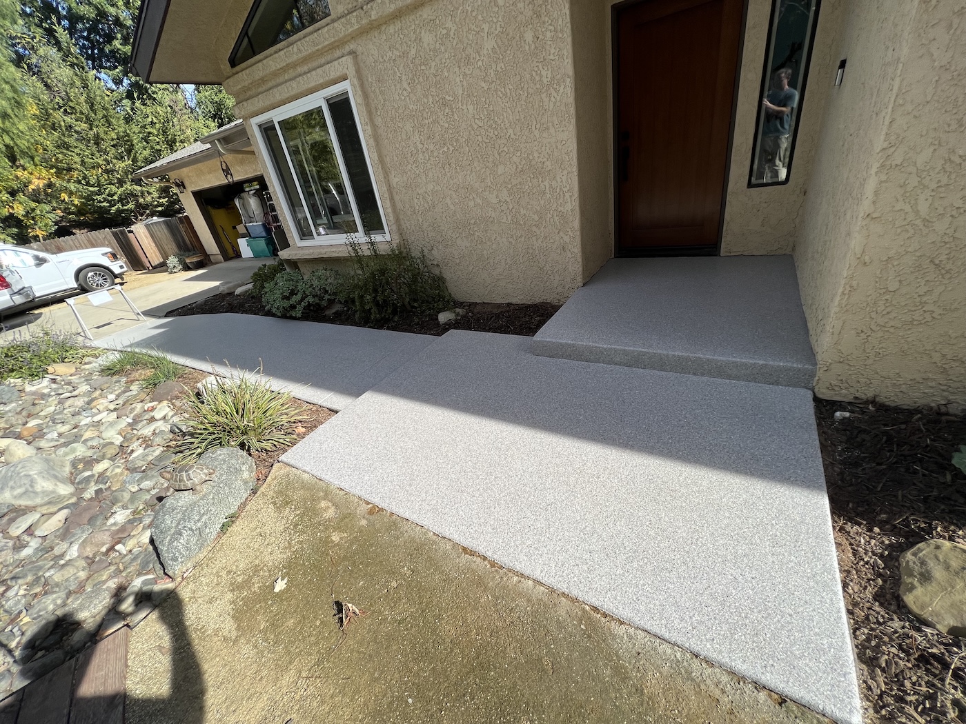 Exterior entryway epoxy and poly aspartic coating in Ojai