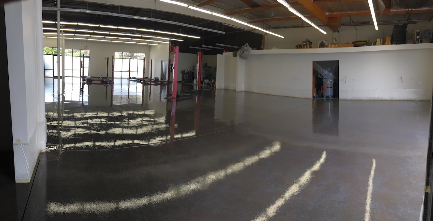 Auto showroom epoxy floor coating in Ventura, Ca
