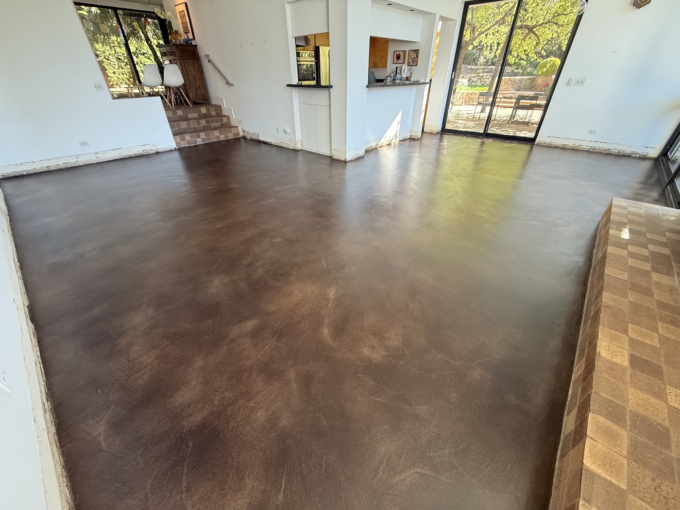 interior concrete overlay stain and seal in ojai ca