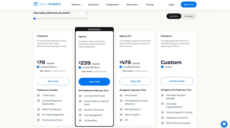 pricing of agency analytics