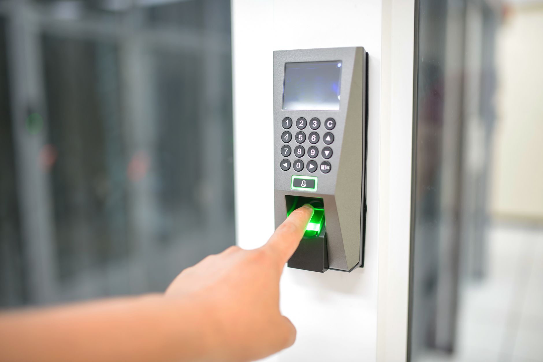 Fingerprint biometric scanner with keypad used for secure identity verification access control