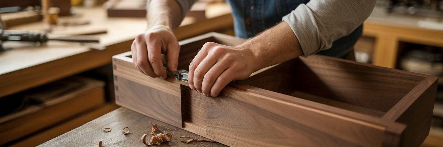 Craftsman fitting a dovetail joint
