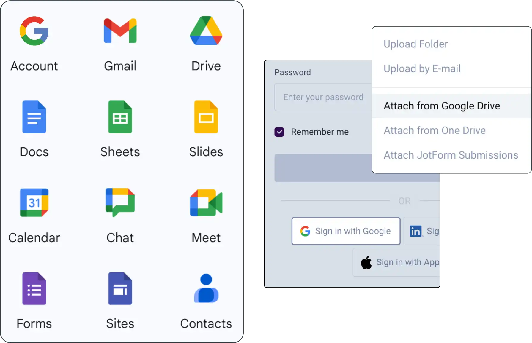 A screenshot of Clinked's integration with Google Workspace, showcasing seamless connectivity and collaboration features, including document sharing, calendar synchronization, and streamlined communication tools.