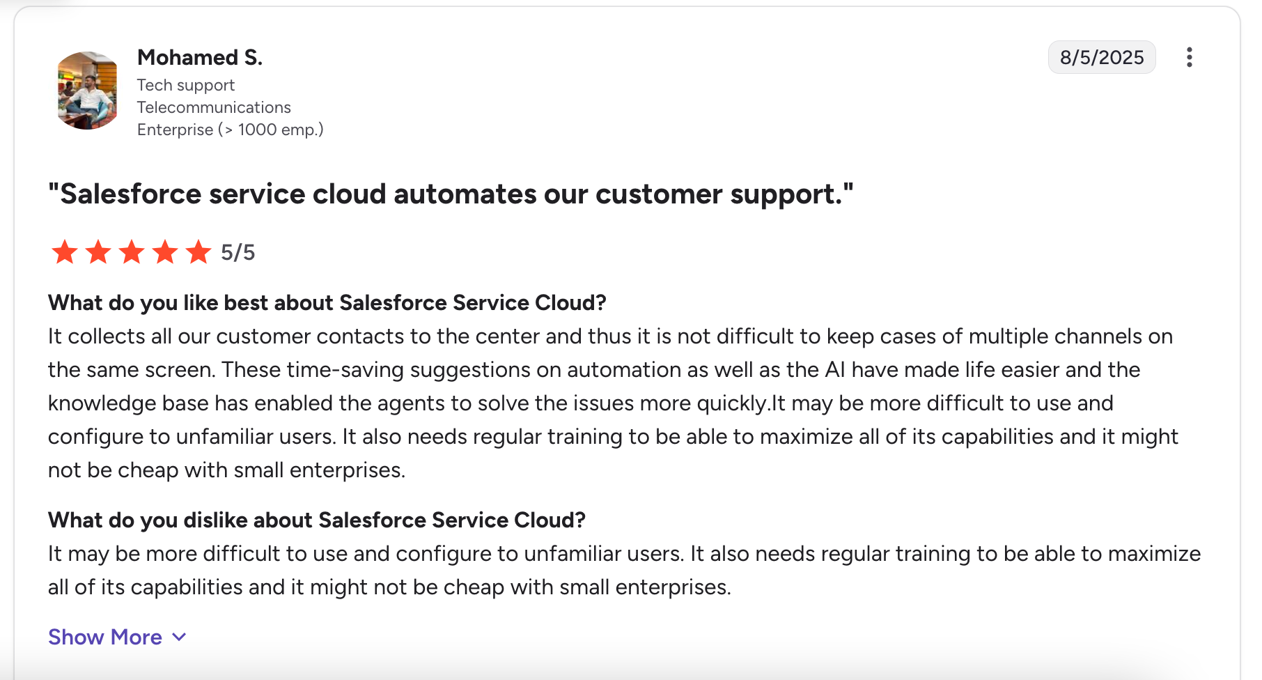 Salesforce Service Cloud review on G2