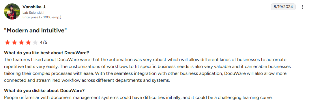 DocuWare enterprise user review