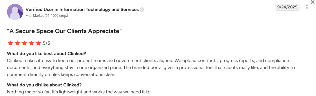 Clinked customer opinion