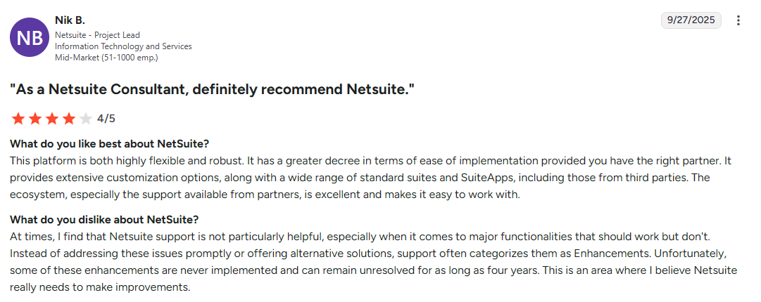 NetSuite consultant honest review