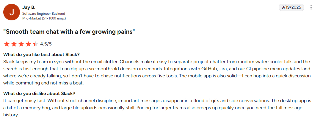 Slack user review