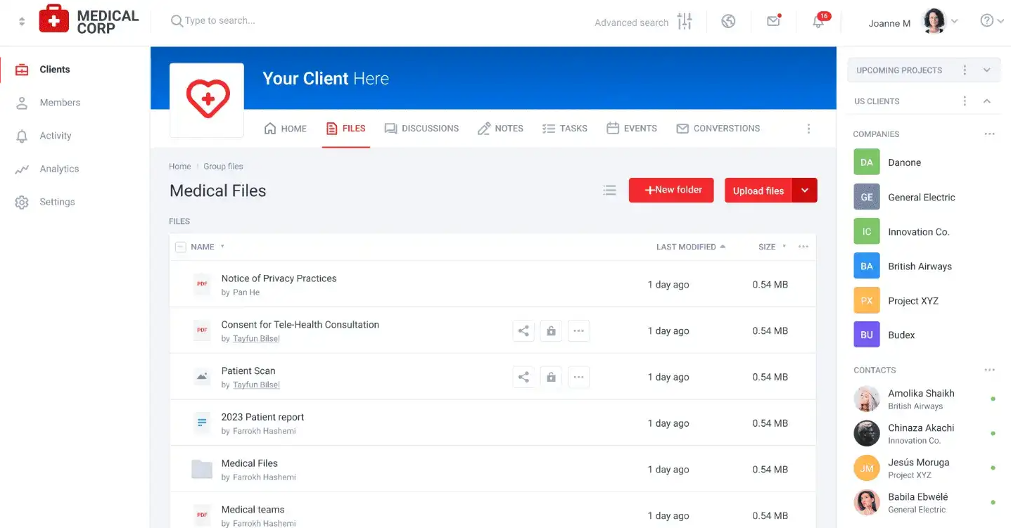 Clinked patient portal software for clinician business centers