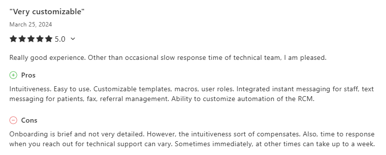 CharmHealth customer opinion