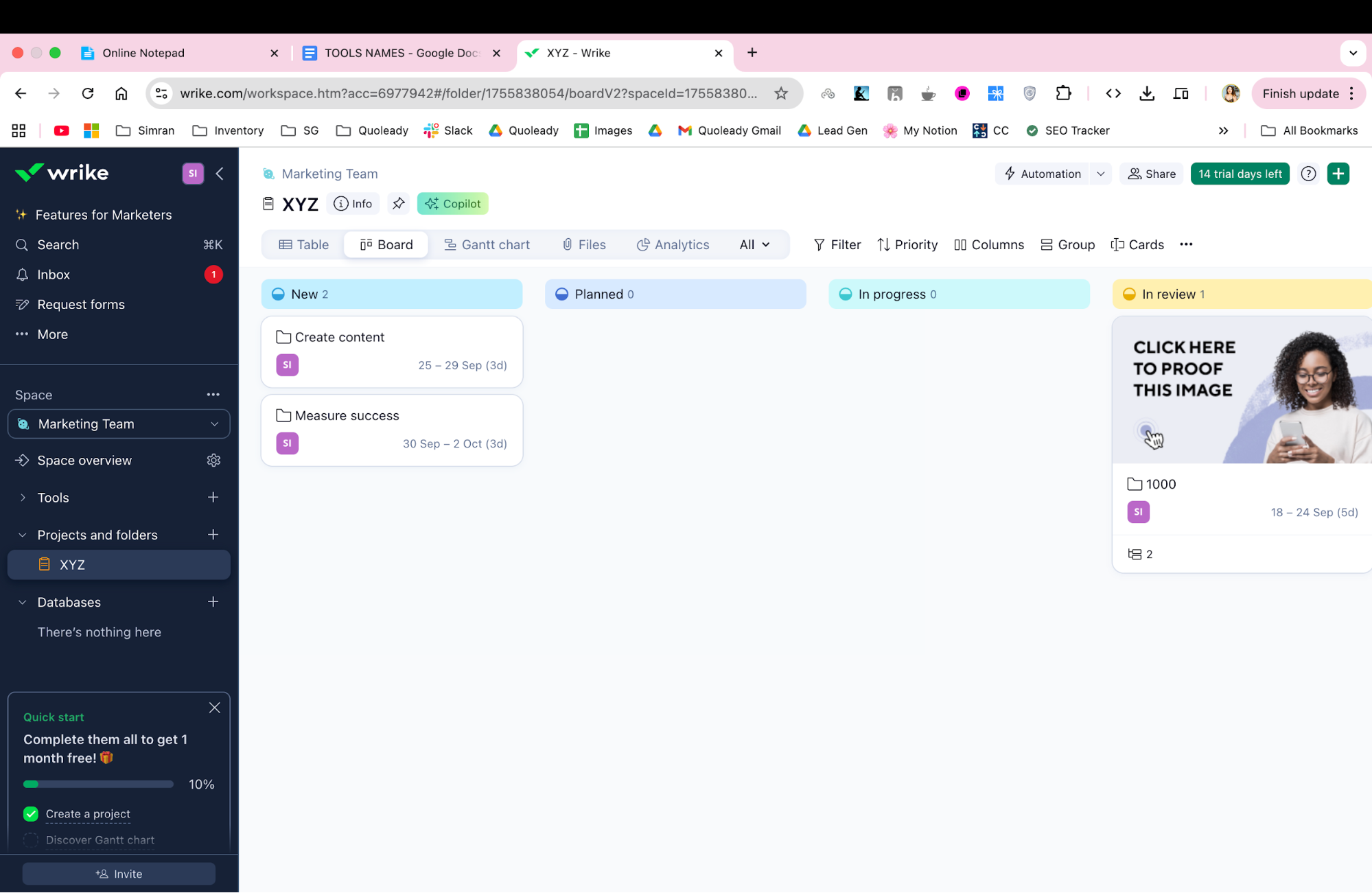 Wrike - legal project management software that lets you save notes and capture information