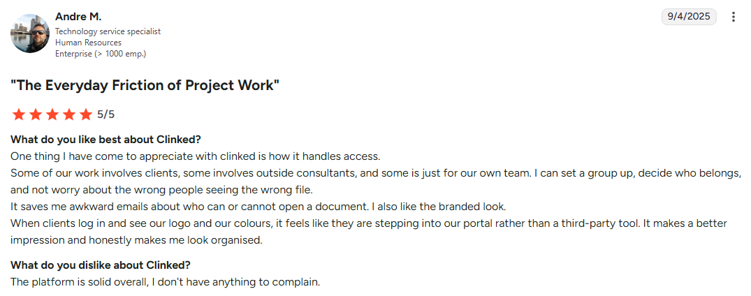 Clinked customer database software user review