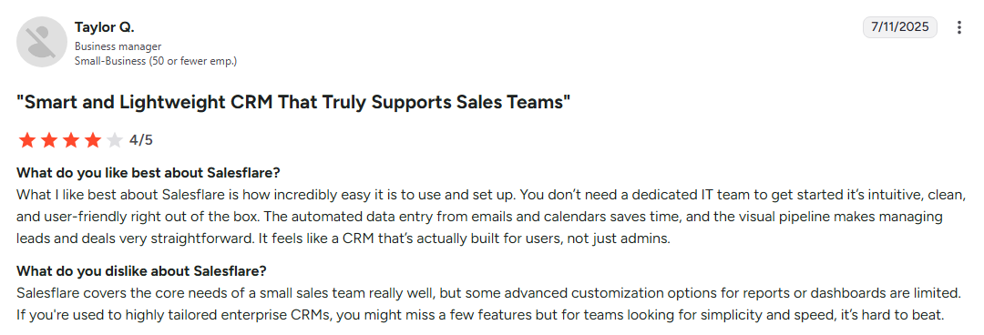 Salesflare user opinion