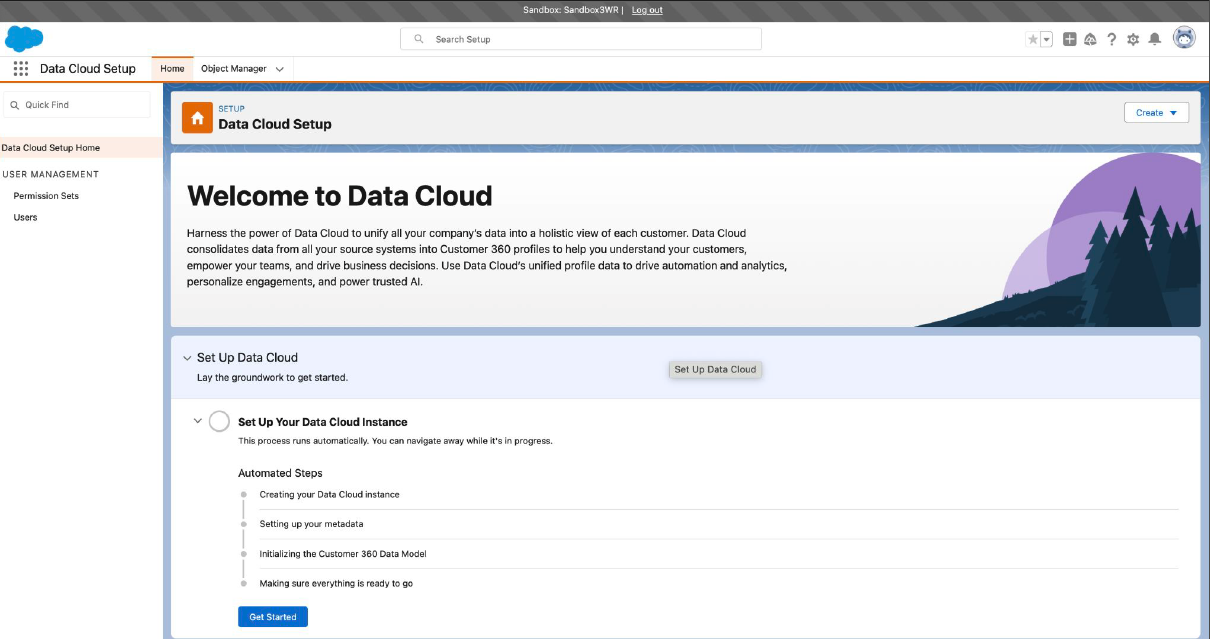 Salesforce Data Cloud customer database software linked to the Sales Cloud