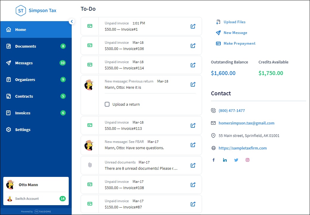 TaxDome client portal software for accountants