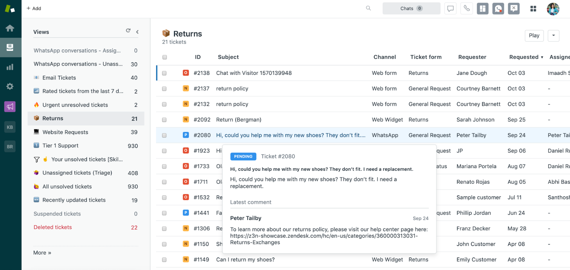 Zendesk allows secure messaging with customers