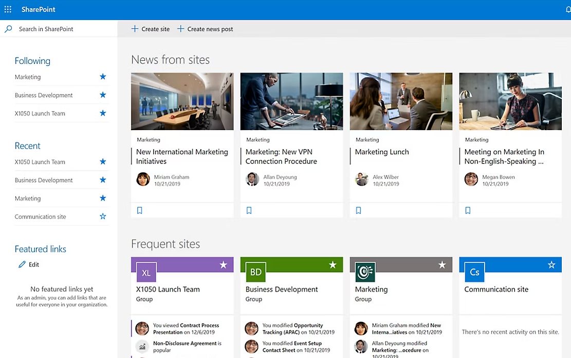 SharePoint main page