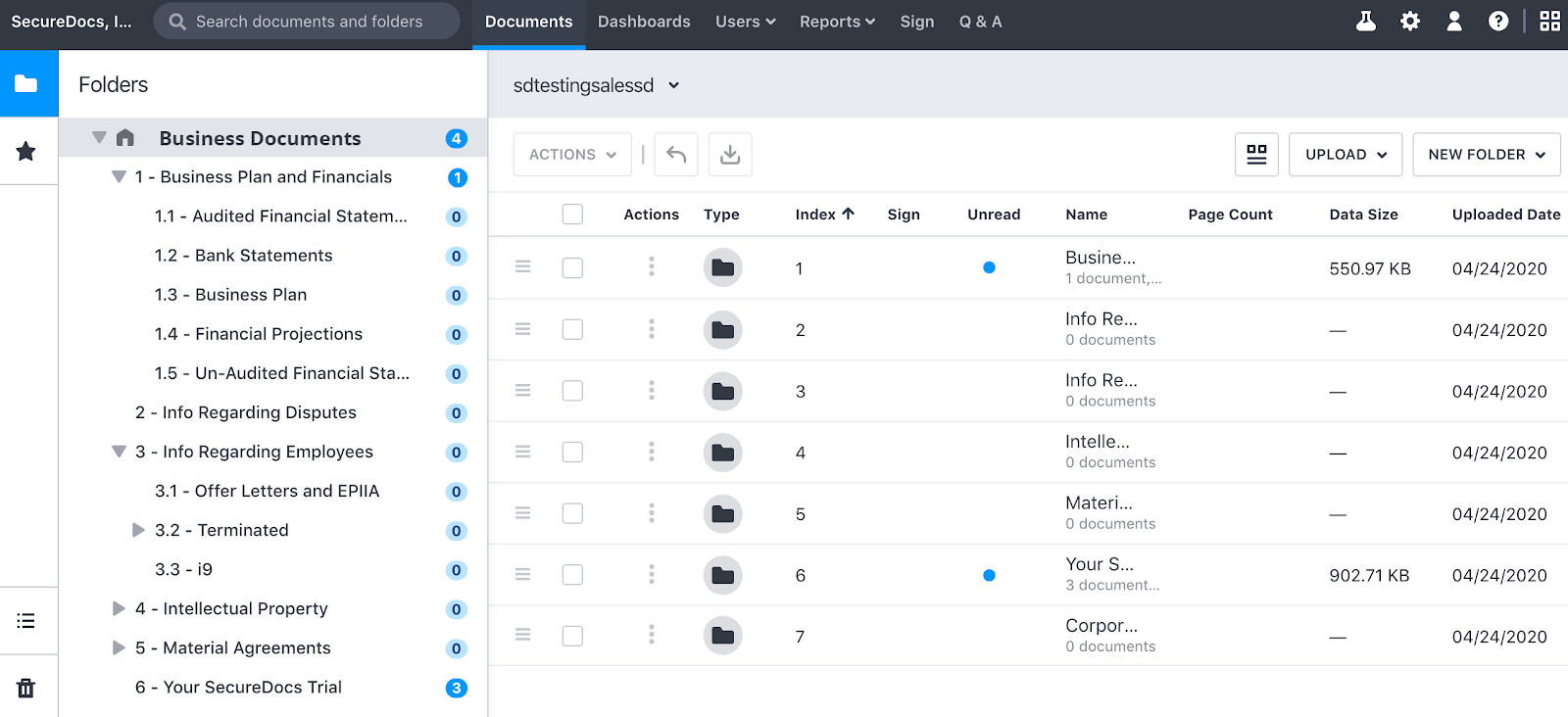 SecureDocs VDR software screenshot
