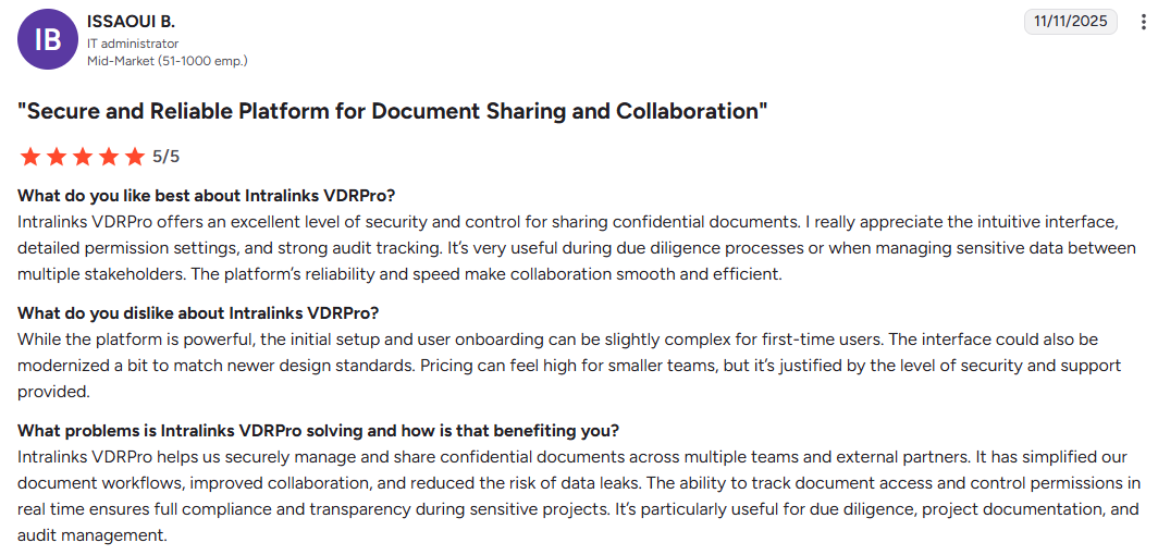Intralinks user review