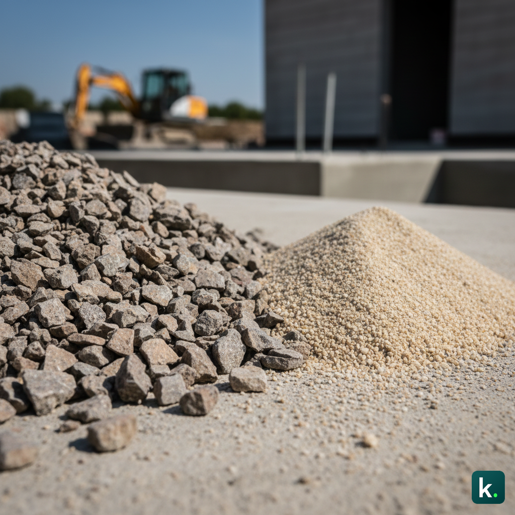 Une vue macro montrant la différence entre une GNT 0/31.5 et un sable de réglage.