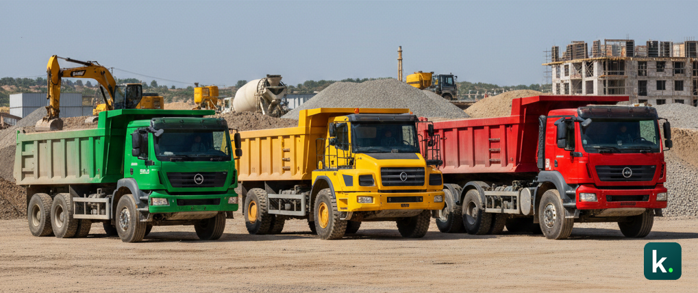 Une vue de profil de trois types de camions pour visualiser la différence de taille et d'essieux.
