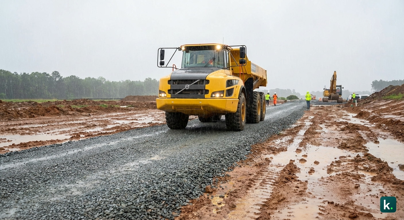 Plateforme stabilisée vs zone boueuse.