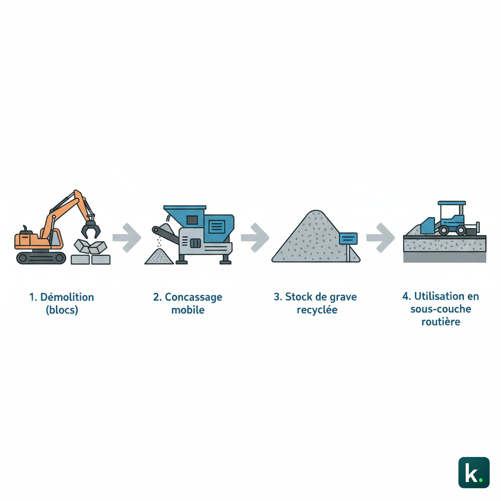 Cycle de valorisation du béton.
