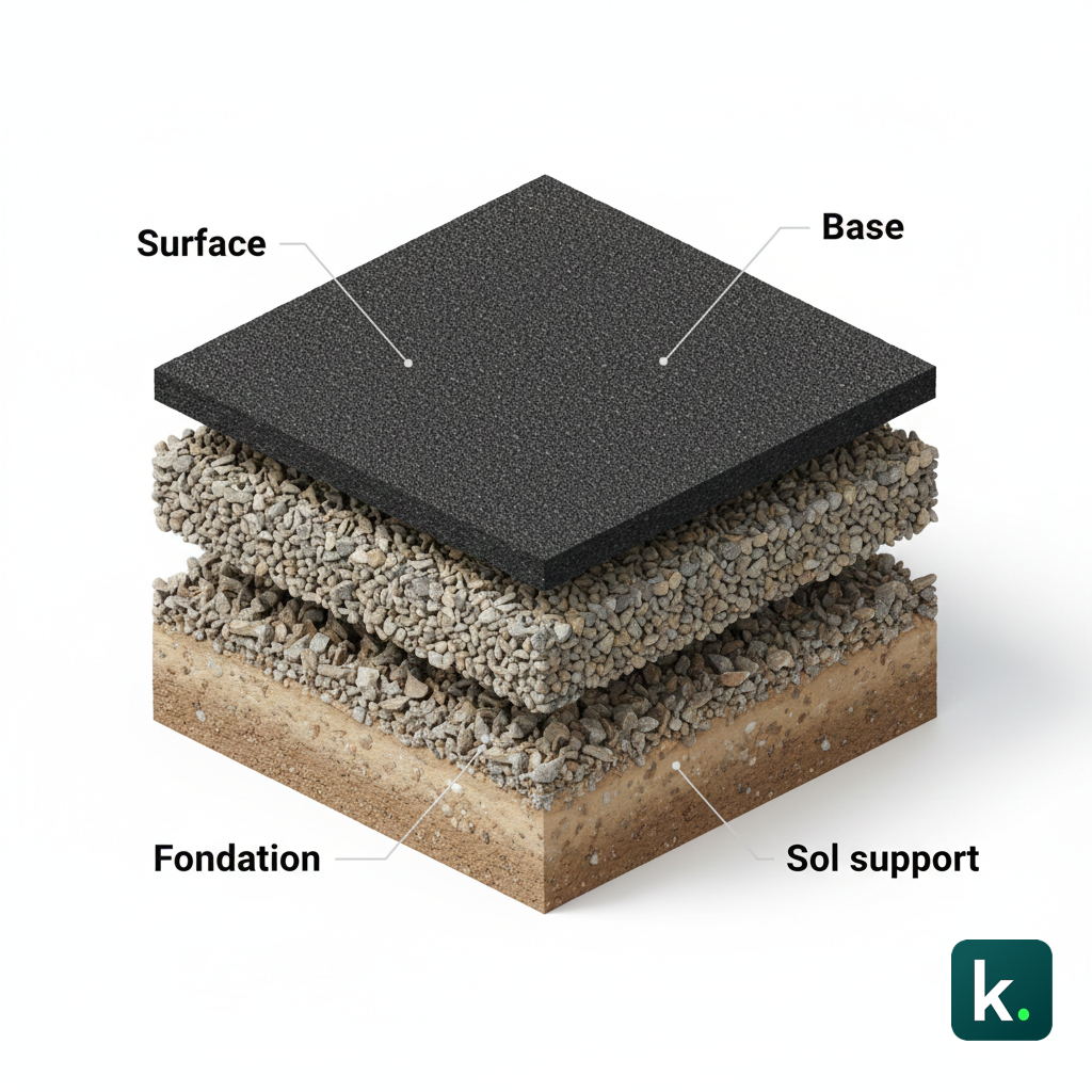 Diagramme montrant l'empilage des couches de la forme au roulement.