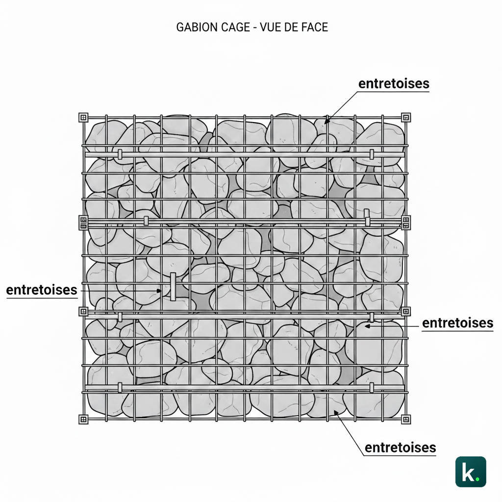 Schéma montrant les tirants empêchant la déformation.