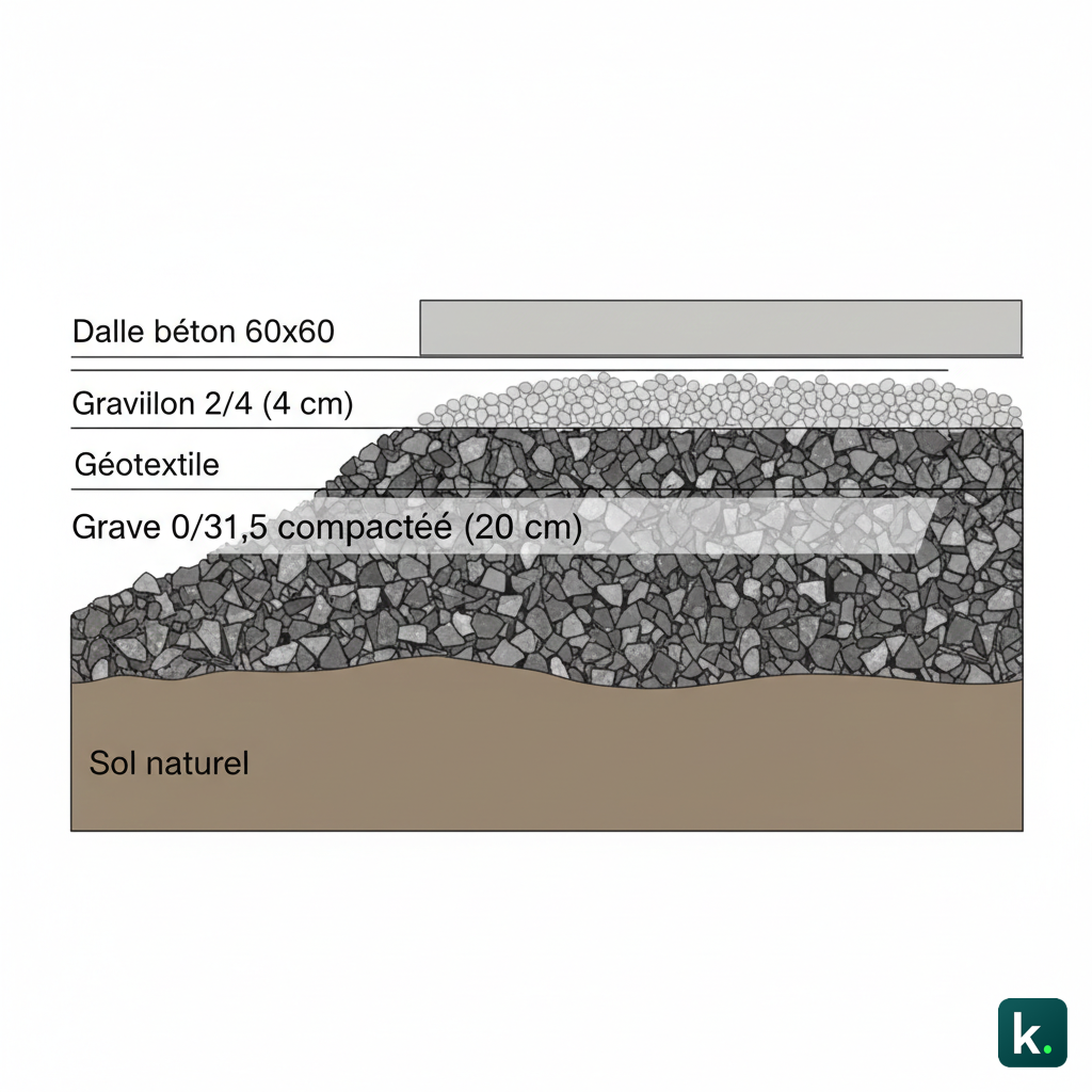 Schéma clair montrant les différentes couches structurelles