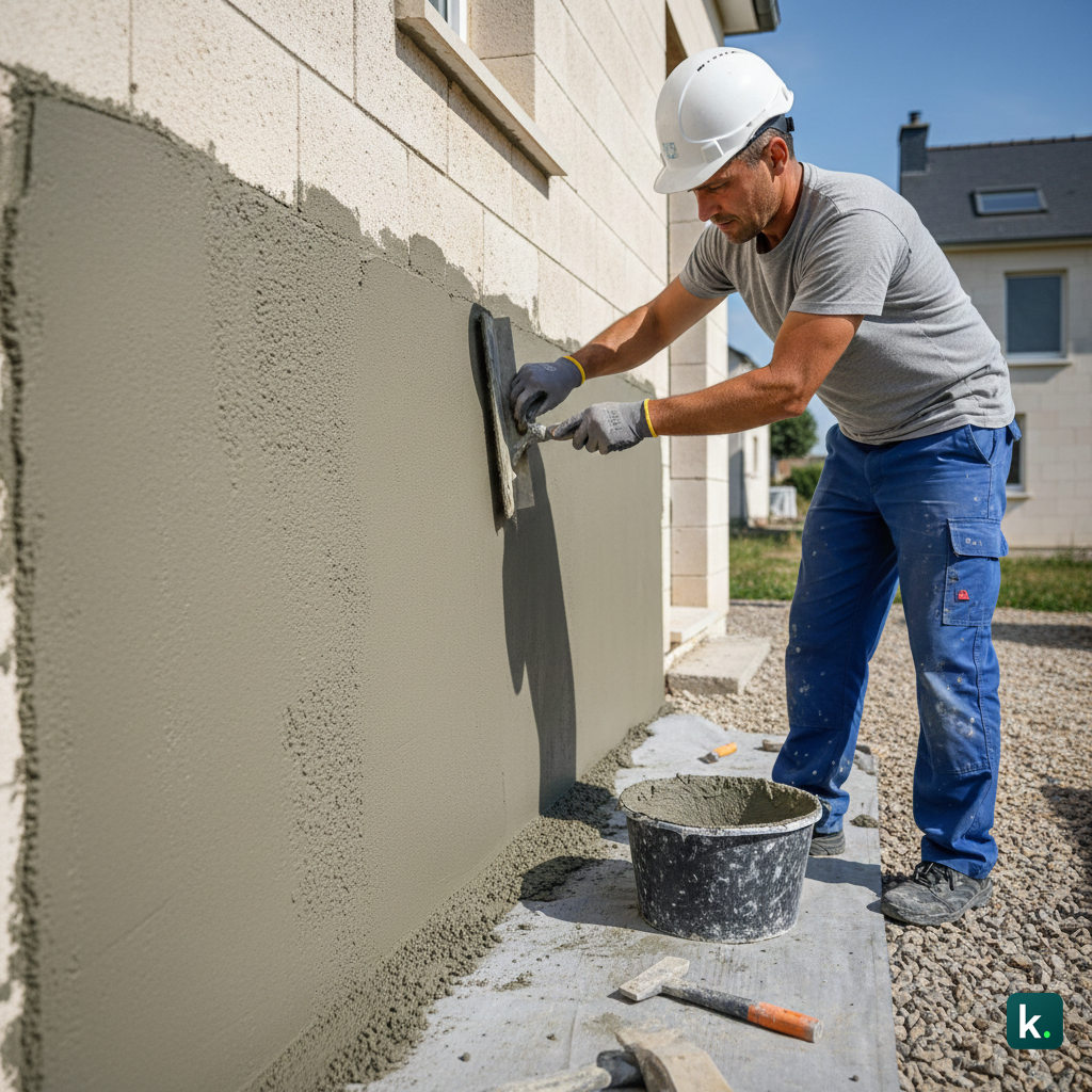 Serrage d’un mortier de soubassement