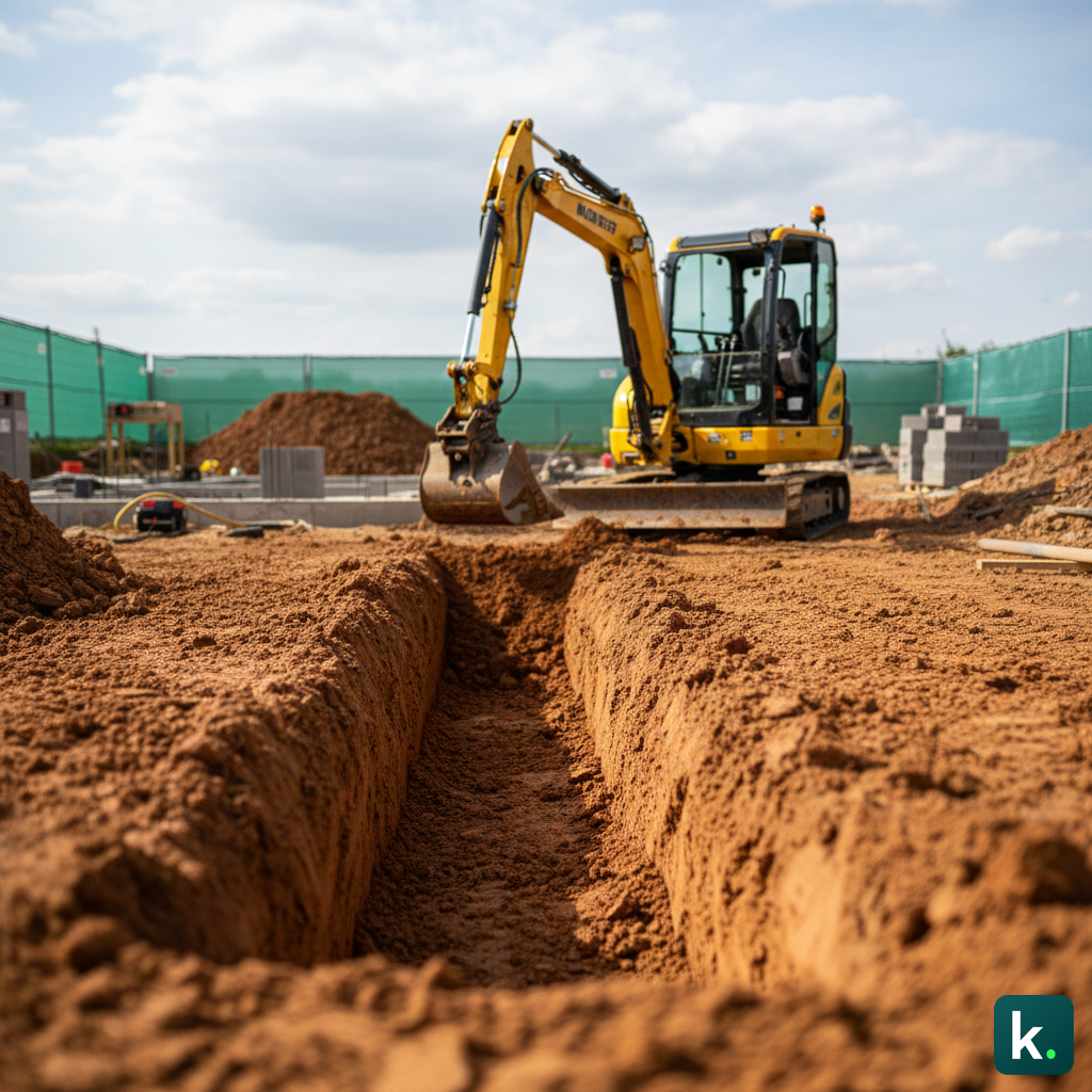 Décaissement mécanique pour préparation terrasse.