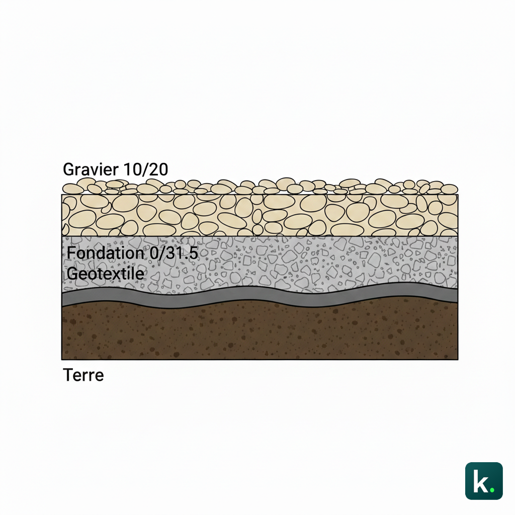 Coupe technique des couches.